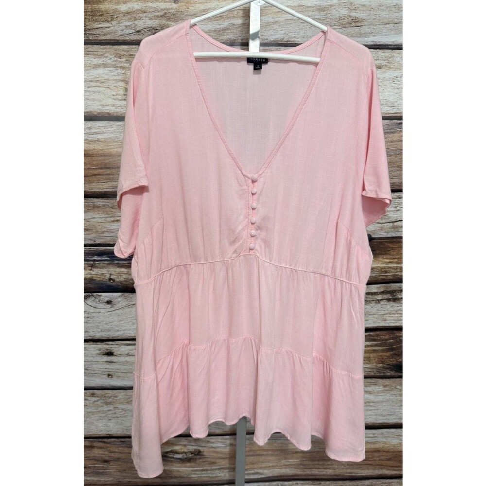 Torrid Shirt Women's Size 3 Pink Babydoll Top Short Sleeve